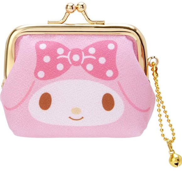 Sanrio My Melody Coin Purse Pink with Chain and Bell - Picture 1 of 3